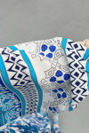 Sare Fashion Half Button Patterned Viscose Dress Blue