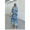 Sare Fashion Half Button Patterned Viscose Dress Blue