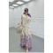Sare Fashion Half Button Patterned Viscose Dress Purple