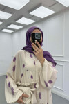 Sare Fashion Half Button Patterned Viscose Dress Purple