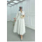Sare Fashion Half Button Belted Dress White
