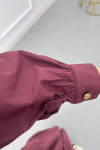 Sare Fashion Half Button Belted Dress Burgundy
