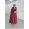 Sare Fashion Half Button Belted Dress Burgundy