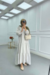 Sare Fashion Half Button Parachute Dress Light Grey