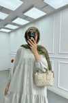 Sare Fashion Half Button Parachute Dress Light Grey