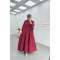 Sare Fashion Half Button Parachute Dress Burgundy
