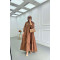 Sare Fashion Half Button Parachute Dress Brown