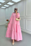 Sare Fashion Half Button Parachute Dress Pink