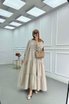 Sare Fashion Half Button Parachute Dress Stone