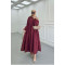 Sare Fashion Half Button Placket Dress Burgundy
