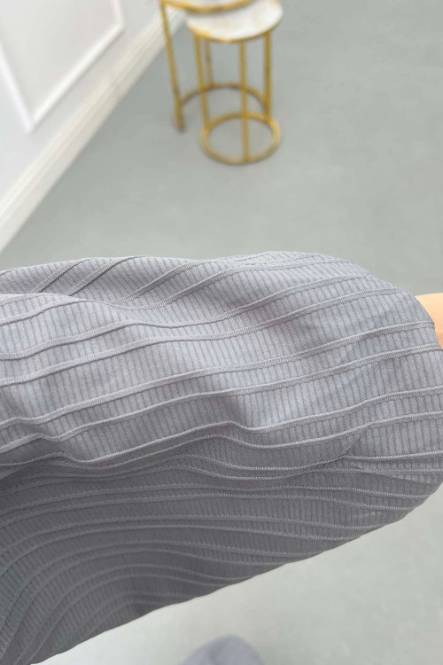 Sare Fashion Half Button Placket Dress Gray