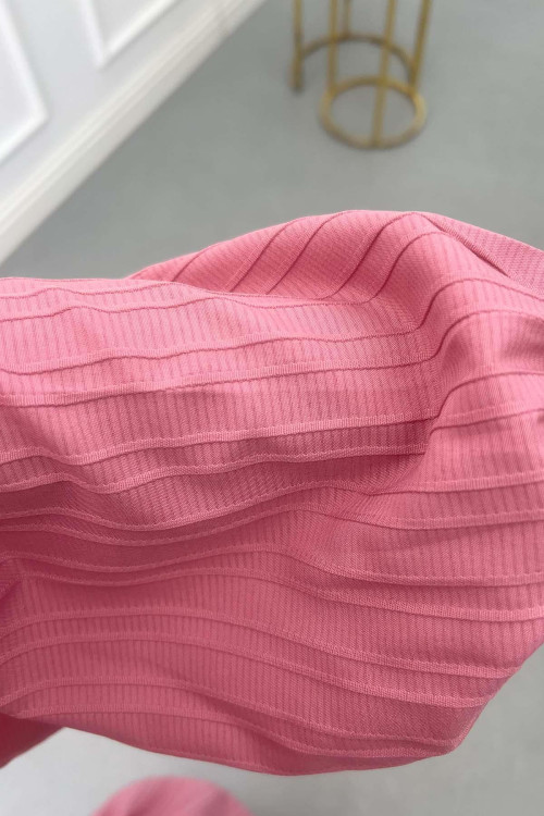 Sare Fashion Half Button Placket Dress Pink