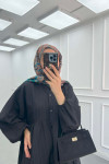 Sare Fashion Half Button Placket Dress Black