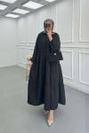 Sare Fashion Half Button Placket Dress Black