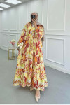 Sare Fashion Half Button Viscose Dress Yellow