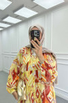 Sare Fashion Half Button Viscose Dress Yellow