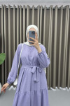 Half Buttoned Tie Dress Lilac
