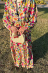 Sare Fashion Half Button Patterned Viscose Dress Multicolor