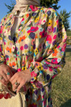 Sare Fashion Half Button Patterned Viscose Dress Multicolor