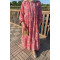 Sare Fashion Half Button Patterned Viscose Dress Salmon