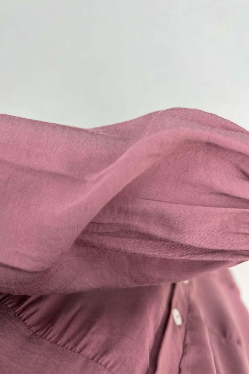 Half Button Tencel Dress Dusty Rose