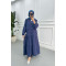 Half Button Tencel Dress Navy Blue