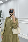 Half Button Tencel Dress Soft Green