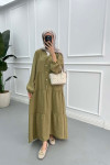 Half Button Tencel Dress Soft Green