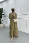 Half Button Tencel Dress Soft Green