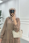 Half Button Tencel Dress Mink