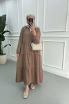 Half Button Tencel Dress Mink