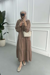 Half Button Tencel Dress Mink