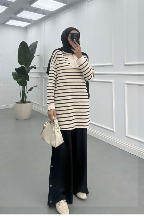 Sare Fashion Half Zipper Collar Sweatshirt Black