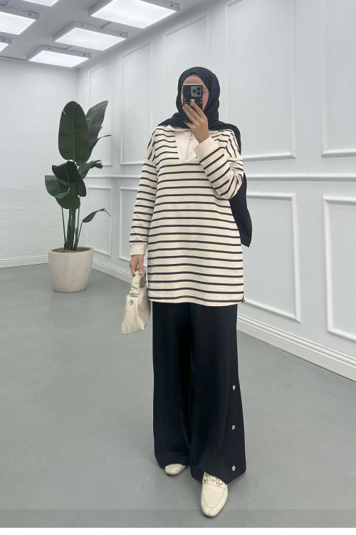 Sare Fashion Half Zipper Collar Sweatshirt Black