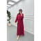Sare Fashion Vest Detailed Tie Dress Burgundy