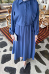 Sare Fashion Vest Detailed Tie Dress Blue