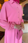 Sare Fashion Vest Detailed Tie Dress Pink