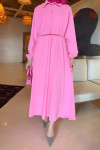 Sare Fashion Vest Detailed Tie Dress Pink
