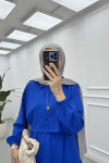 Sare Fashion Tied Dress with Vest Detail, Saxe Blue