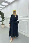 Sare Fashion Vest Detailed Tie Dress Black
