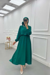 Sare Fashion Vest Detailed Tie Dress Green