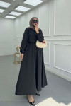 Sare Fashion Vest Detailed Tied Parachute Dress Black