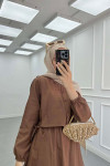 Sare Fashion Vest Detailed Tied Parachute Dress Brown