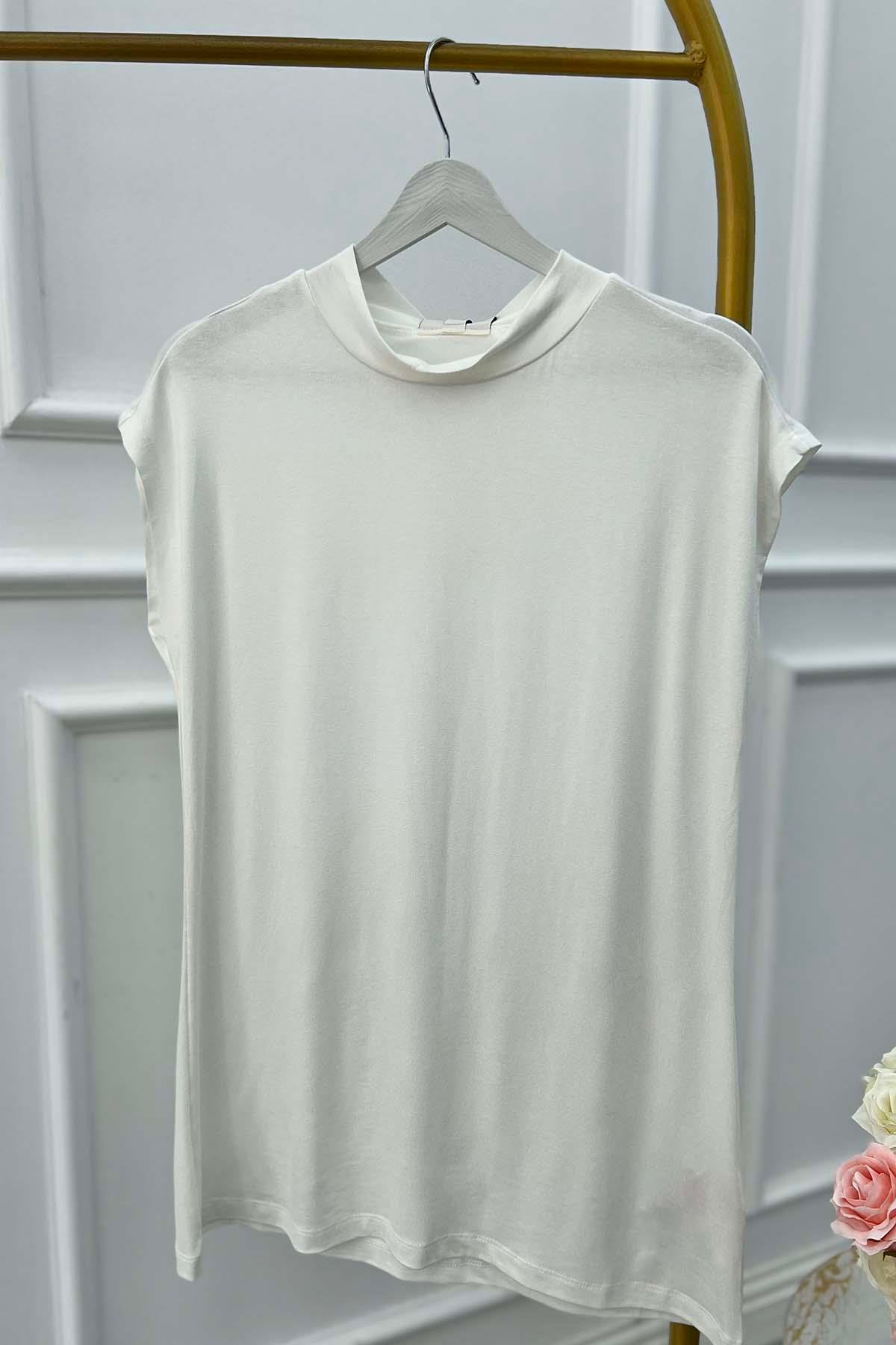 Sare Fashion High Collar Sleeveless Underwear White