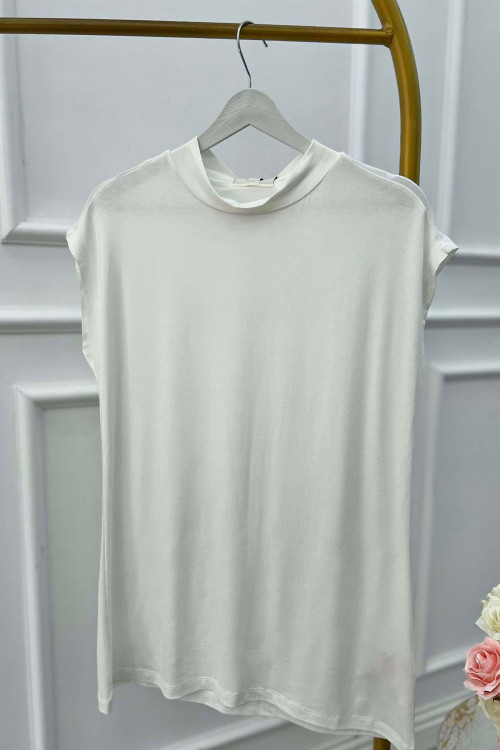 Sare Fashion High Collar Sleeveless Underwear White
