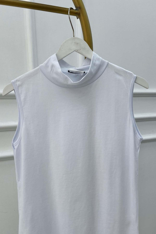 Sare Fashion High Collar Sleeveless Underwear White