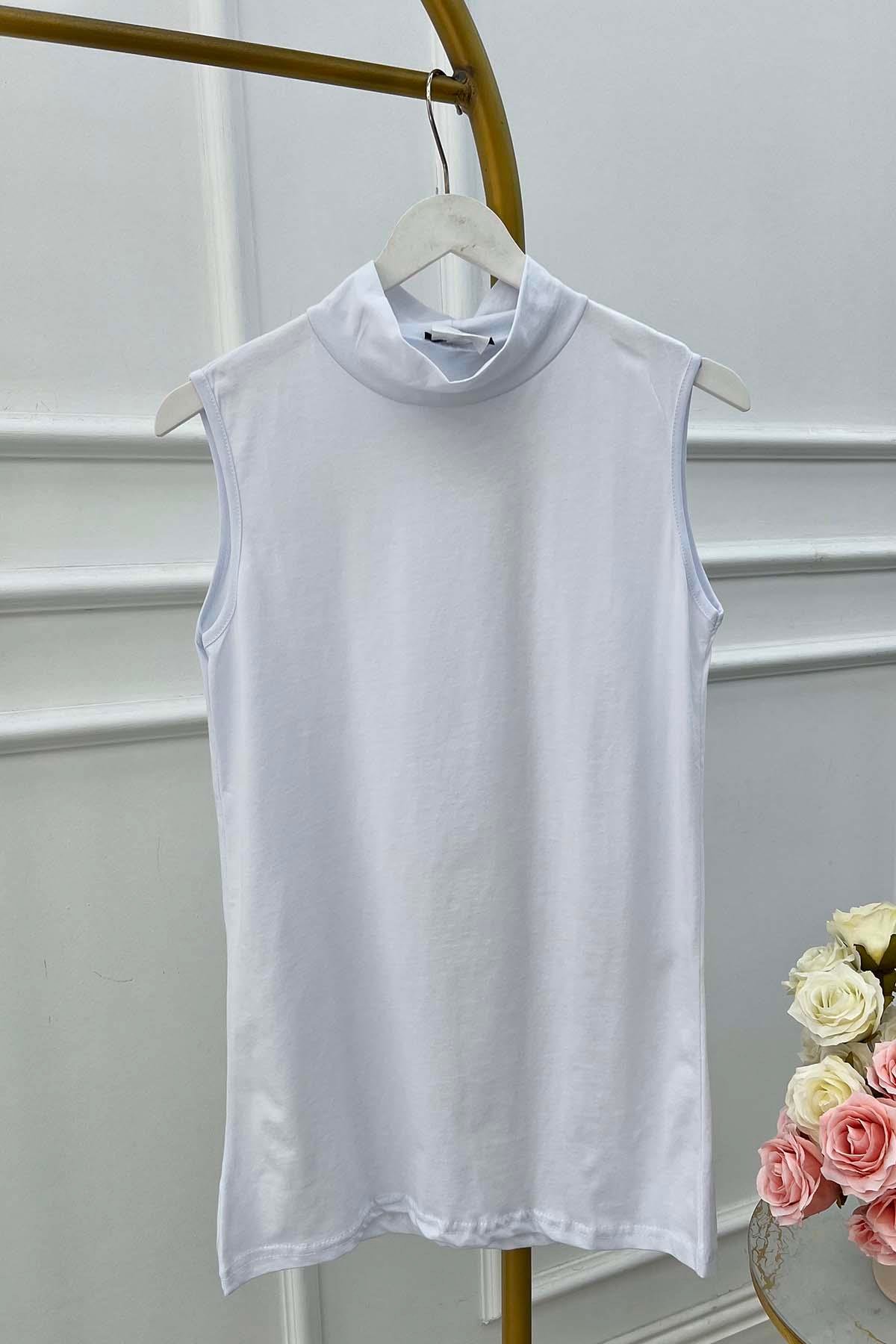 Sare Fashion High Collar Sleeveless Underwear White
