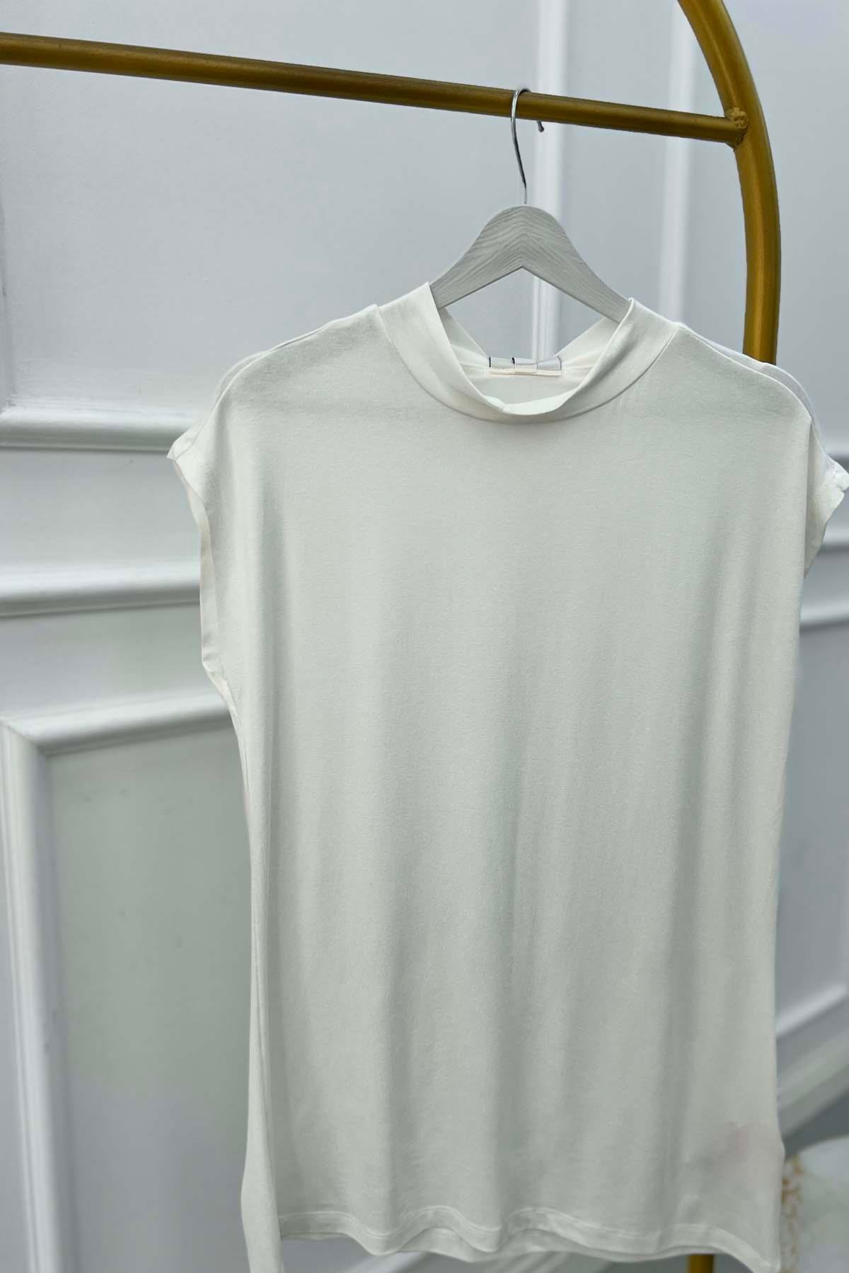 Sare Fashion High Collar Sleeveless Underwear White