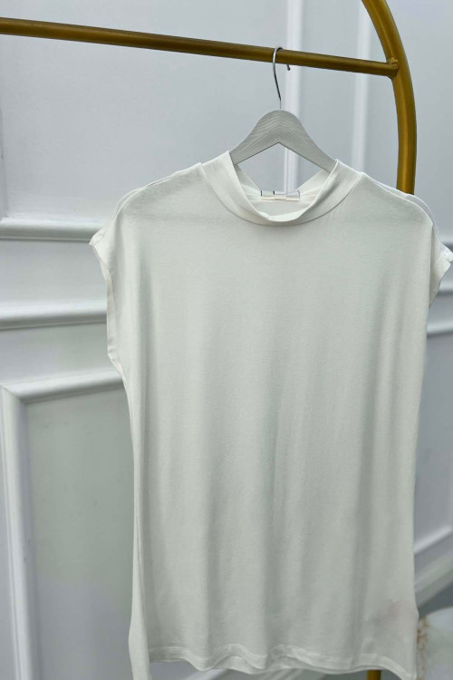 Sare Fashion High Collar Sleeveless Underwear White