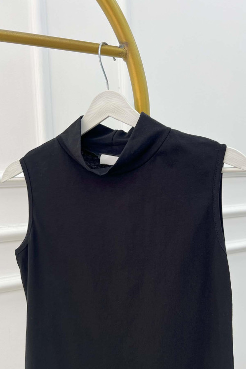 Sare Fashion High Collar Sleeveless Underwear Black